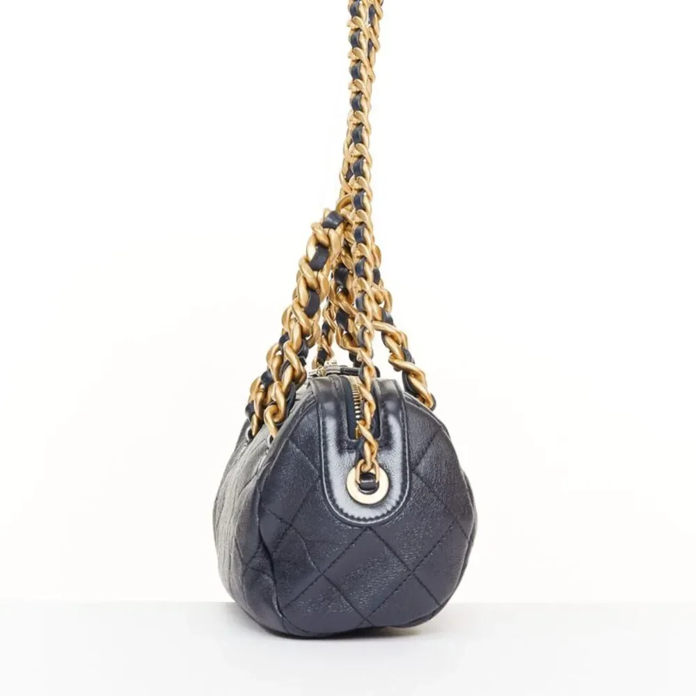Chanel 2020 Fashion Therapy Black Leather Bowling Bag